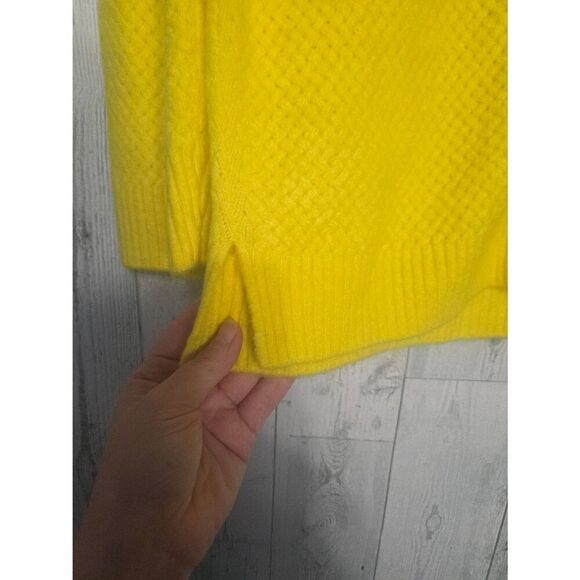 Zara Open Knit Puff Sleeve 6% Wool  Cabincore Cottagecore Yellow Cardigan Sz. S - Picture 5 of 8